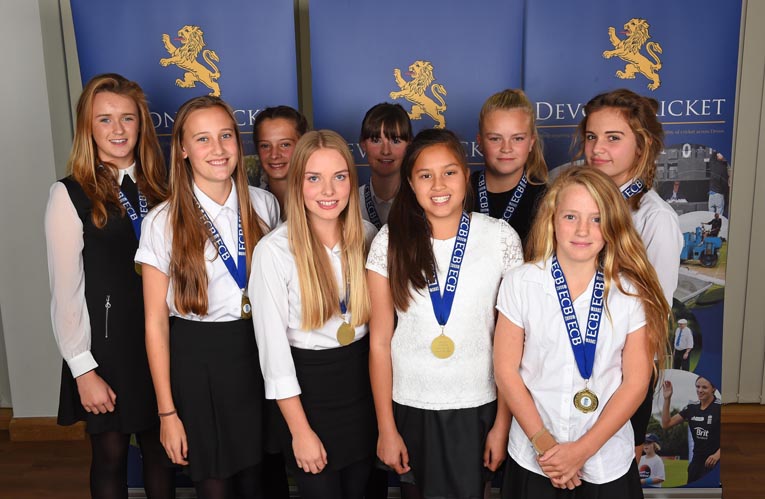 The Devon U13s squad pictured with their mementos for an unbeaten season, which were handed out at the Devon Cricket Board awards night at Sandy Park, Exeter on Friday
